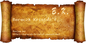Bereczk Kristóf névjegykártya